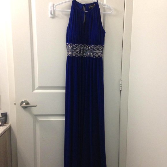Laura Petite royal blue maxi key hole neck line dress - Picture 1 of 9